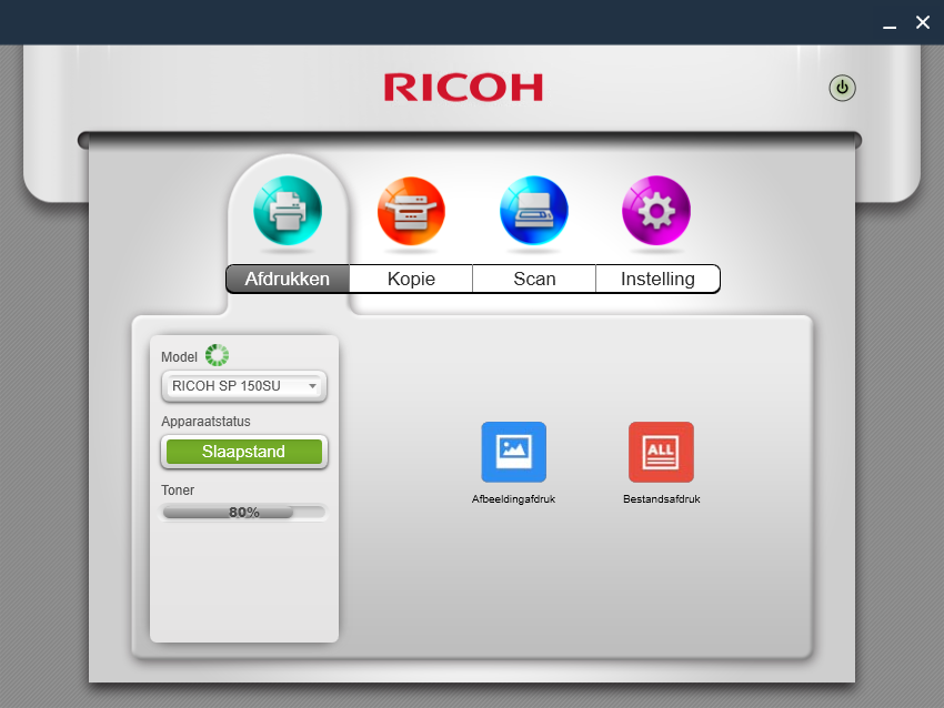 12. Selecteer de printer in de lijst en klik op [Volgende]. 3. Klik op het pictogram "RICOH Printer" op het bureaublad. De toepassing wordt gestart. De installatie begint. 13.
