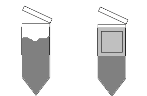 Pot met cassettes bewaren op kamertemperatuur. Weefsel in een epje gevuld met formaline OLT code biopt code DHOPE code Figuur 5: Een epje met formaline wordt alleen voor galwegbiopten gebruikt.