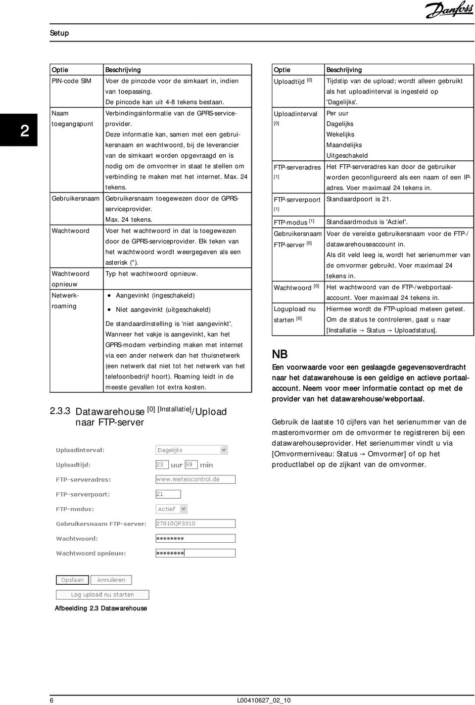 Deze informatie kan, samen met een gebruikersnaam en wachtwoord, bij de leverancier van de simkaart worden opgevraagd en is nodig om de omvormer in staat te stellen om verbinding te maken met het