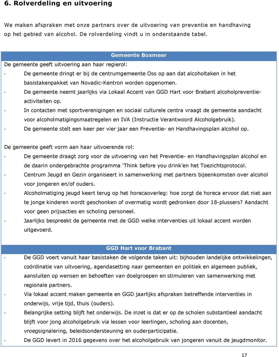 opgenomen. - De gemeente neemt jaarlijks via Lokaal Accent van GGD Hart voor Brabant alcoholpreventieactiviteiten op.