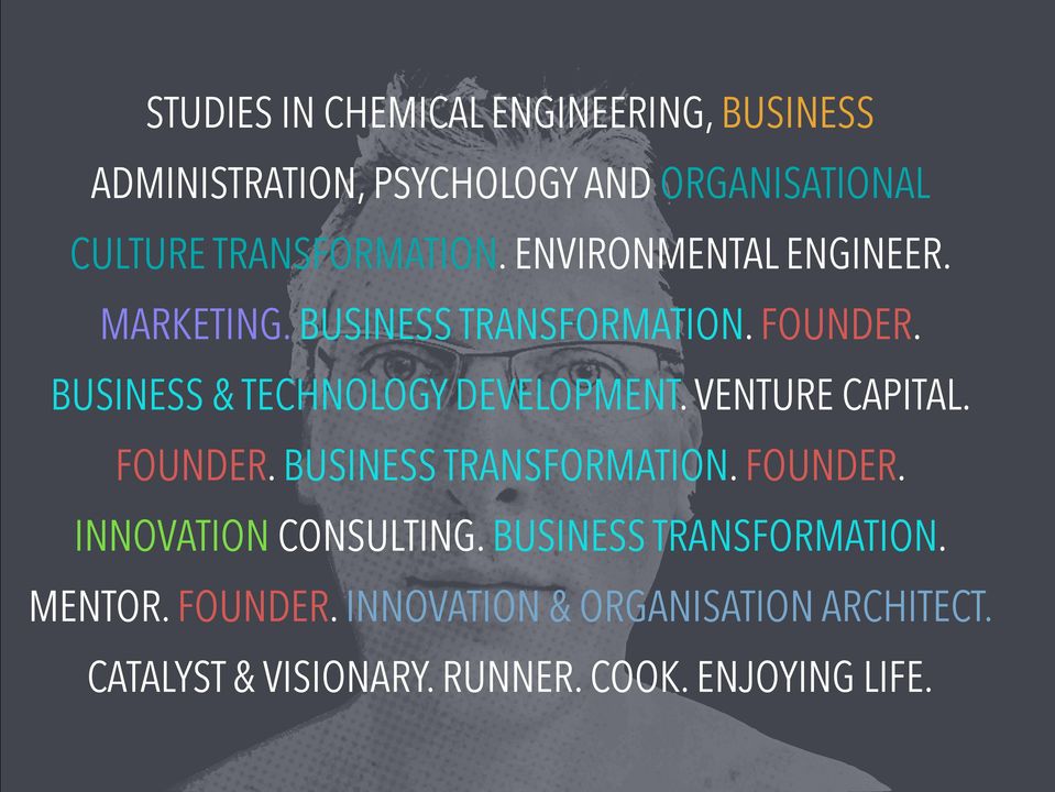 BUSINESS & TECHNOLOGY DEVELOPMENT. VENTURE CAPITAL. FOUNDER. BUSINESS TRANSFORMATION. FOUNDER. INNOVATION CONSULTING.