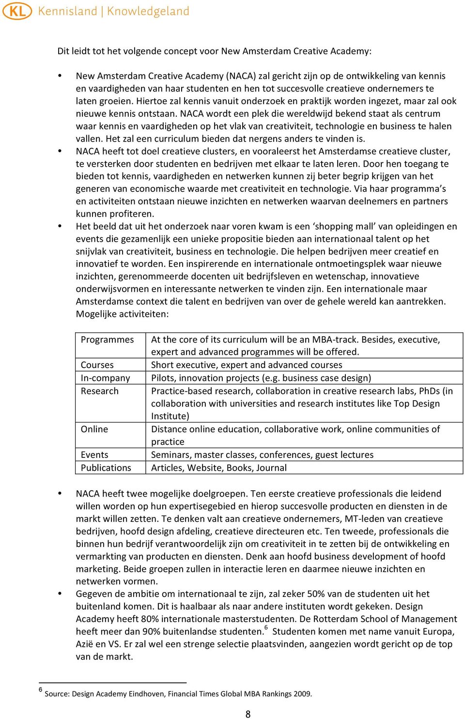 nacawordteenplekdiewereldwijdbekendstaatalscentrum waarkennisenvaardighedenophetvlakvancreativiteit,technologieenbusinesstehalen vallen.hetzaleencurriculumbiedendatnergensanderstevindenis.