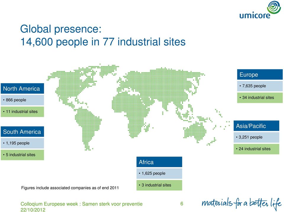 people 5 industrial sites Africa 1,625 people Asia/Pacific 3,251 people 24