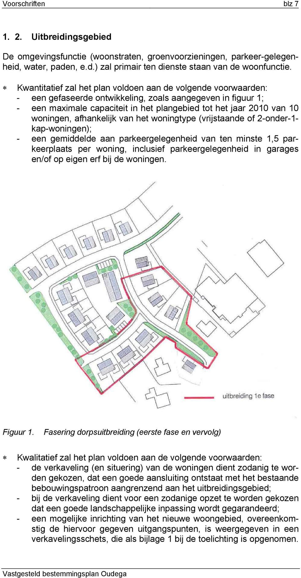 woningen, afhankelijk van het woningtype (vrijstaande of 2-onder-1- kap-woningen); - een gemiddelde aan parkeergelegenheid van ten minste 1,5 parkeerplaats per woning, inclusief parkeergelegenheid in