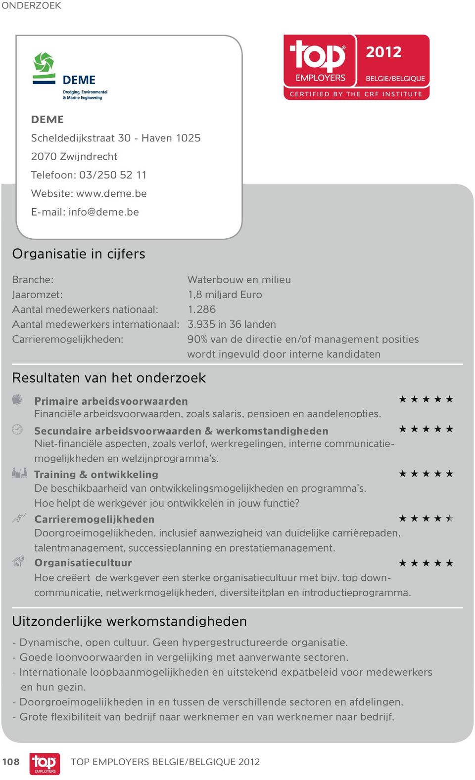 935 in 36 landen Carrieremogelijkheden: 90% van de directie en/of management posities wordt ingevuld door interne kandidaten Resultaten van het onderzoek Primaire arbeidsvoorwaarden Financiële