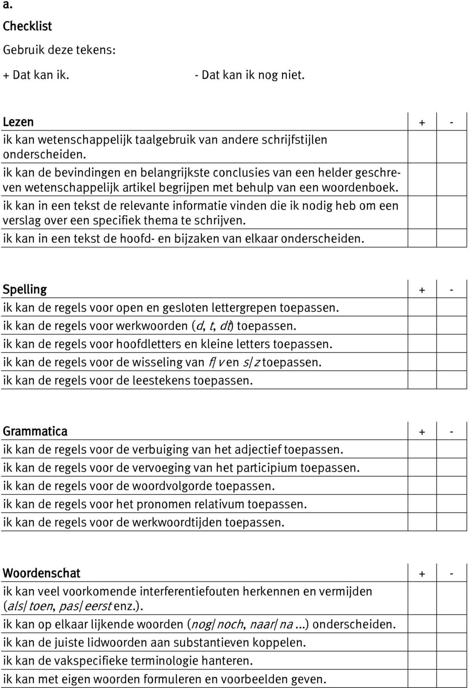 ik kan in een tekst de relevante informatie vinden die ik nodig heb om een verslag over een specifiek thema te schrijven. ik kan in een tekst de hoofd- en bijzaken van elkaar onderscheiden.