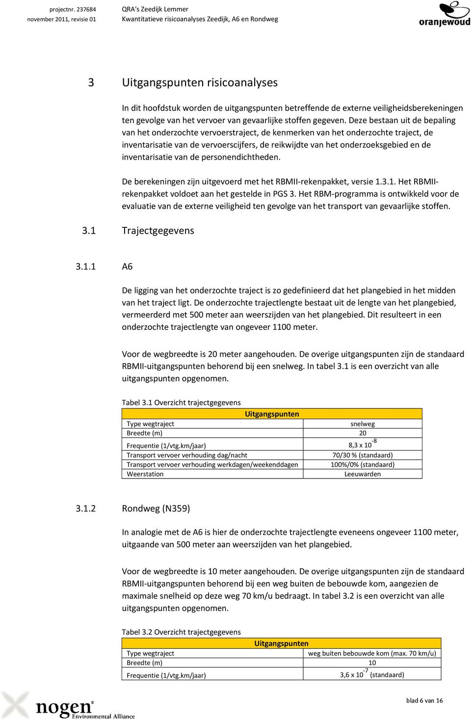 veiligheidsberekeningen ten gevolge van het vervoer van gevaarlijke stoffen gegeven.