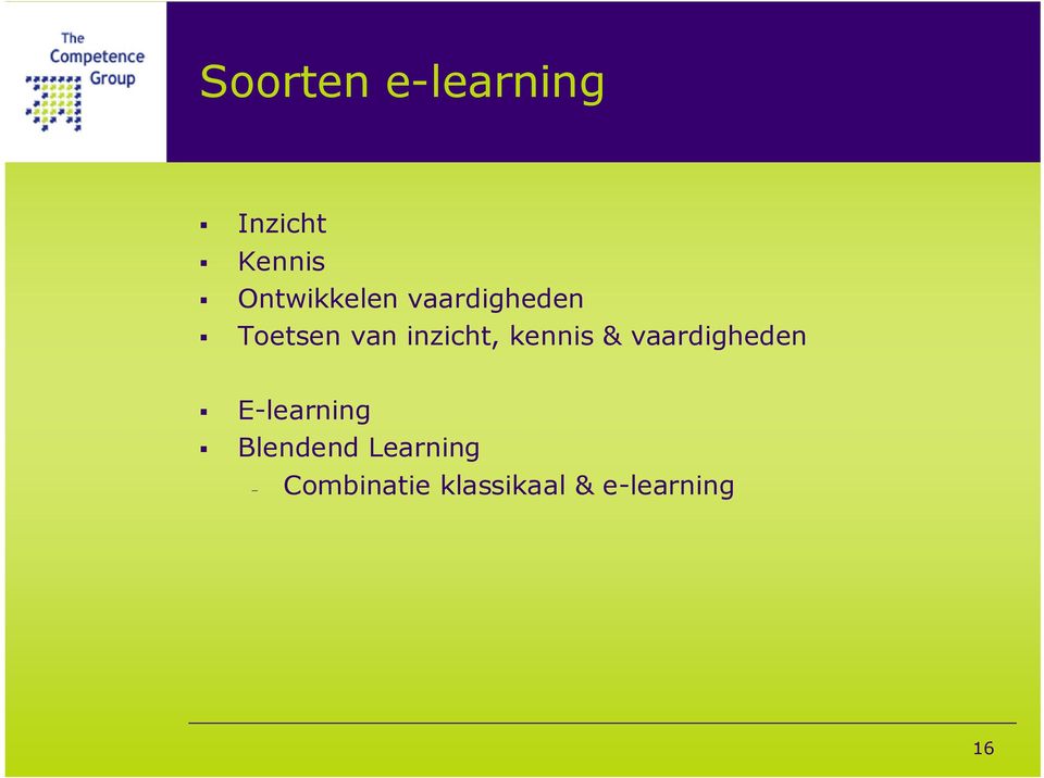 inzicht, kennis & vaardigheden E-learning