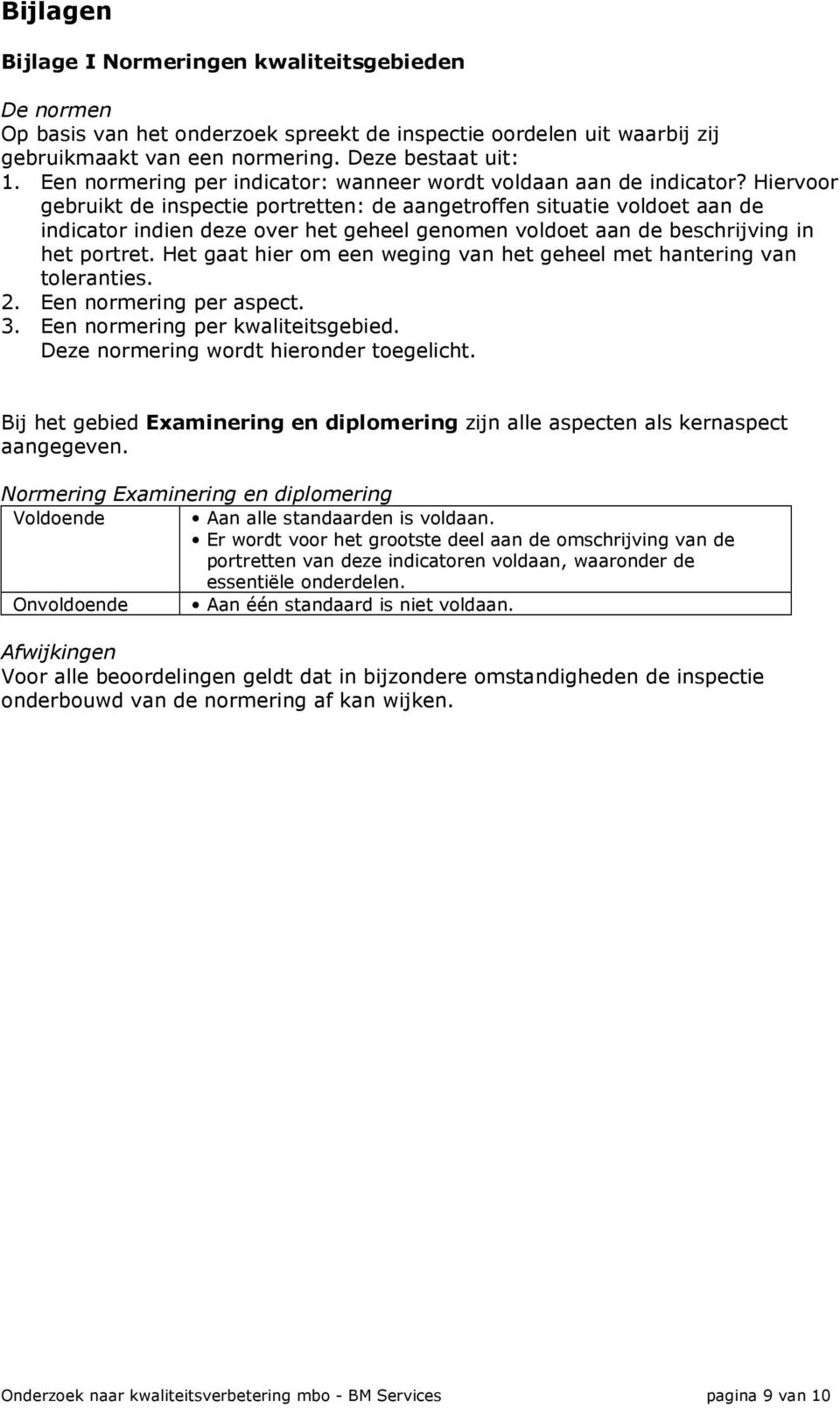 Hiervoor gebruikt de inspectie portretten: de aangetroffen situatie voldoet aan de indicator indien deze over het geheel genomen voldoet aan de beschrijving in het portret.