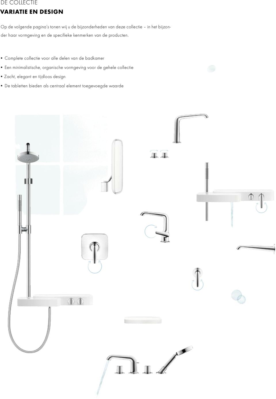 Complete collectie voor alle delen van de badkamer Een minimalistische, organische vormgeving voor