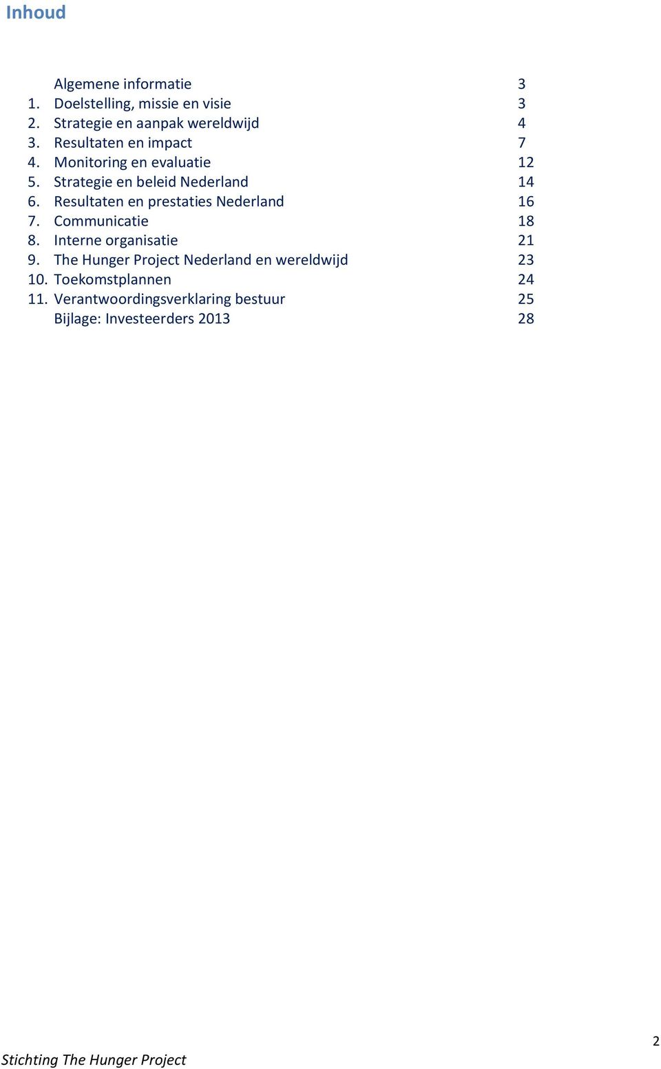 Resultaten en prestaties Nederland 16 7. Communicatie 18 8. Interne organisatie 21 9.