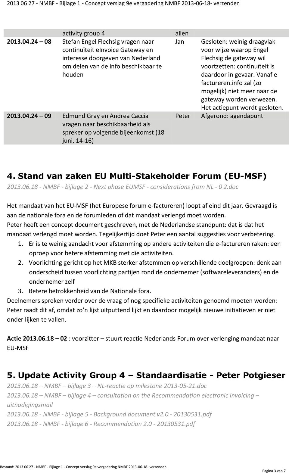 24 09 Edmund Gray en Andrea Caccia vragen naar beschikbaarheid als spreker op volgende bijeenkomst (18 juni, 14-16) allen Jan Peter Gesloten: weinig draagvlak voor wijze waarop Engel Flechsig de