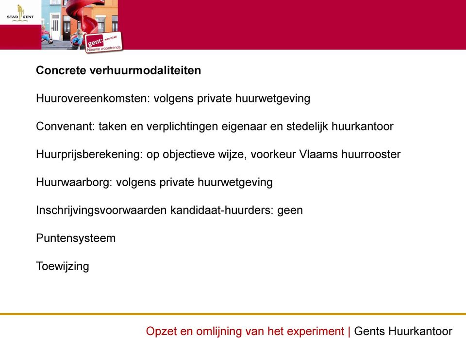 voorkeur Vlaams huurrooster Huurwaarborg: volgens private huurwetgeving Inschrijvingsvoorwaarden
