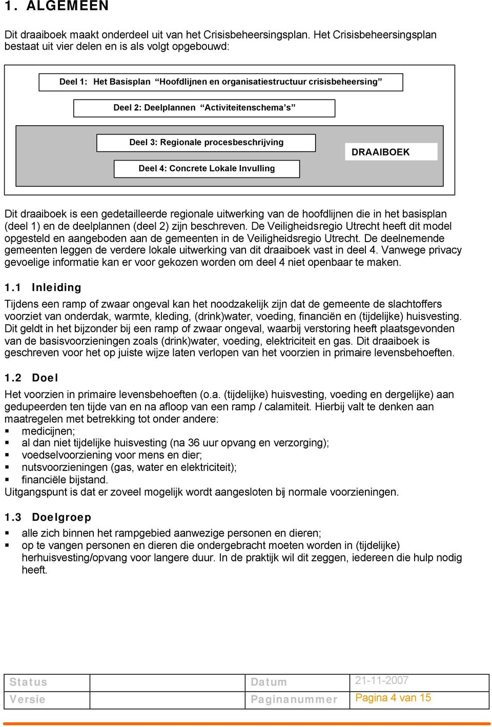 Regionale procesbeschrijving DRAAIBOEK Deel 4: Concrete Lokale Invulling Dit draaiboek is een gedetailleerde regionale uitwerking van de hoofdlijnen die in het basisplan (deel 1) en de deelplannen