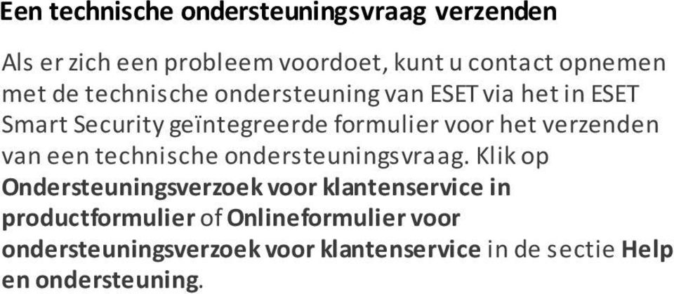 verzenden van een technische ondersteuningsvraag.