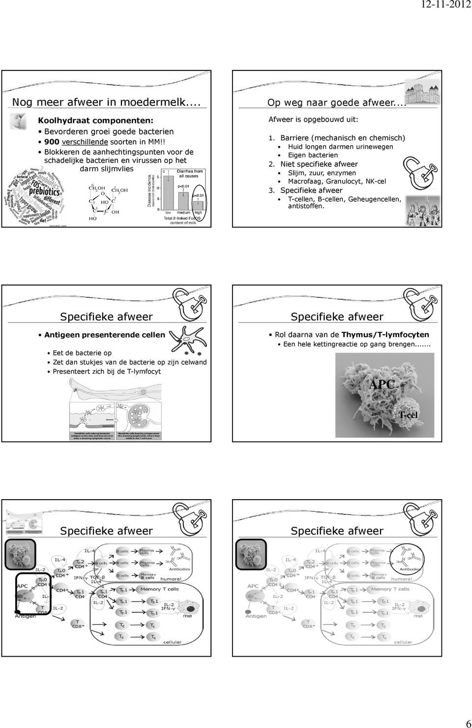 Barriere (mechanisch en chemisch) Huid longen darmen urinewegen Eigen bacterien 2. Niet specifieke afweer Slijm, zuur, enzymen Macrofaag, Granulocyt, NK-cel 3.