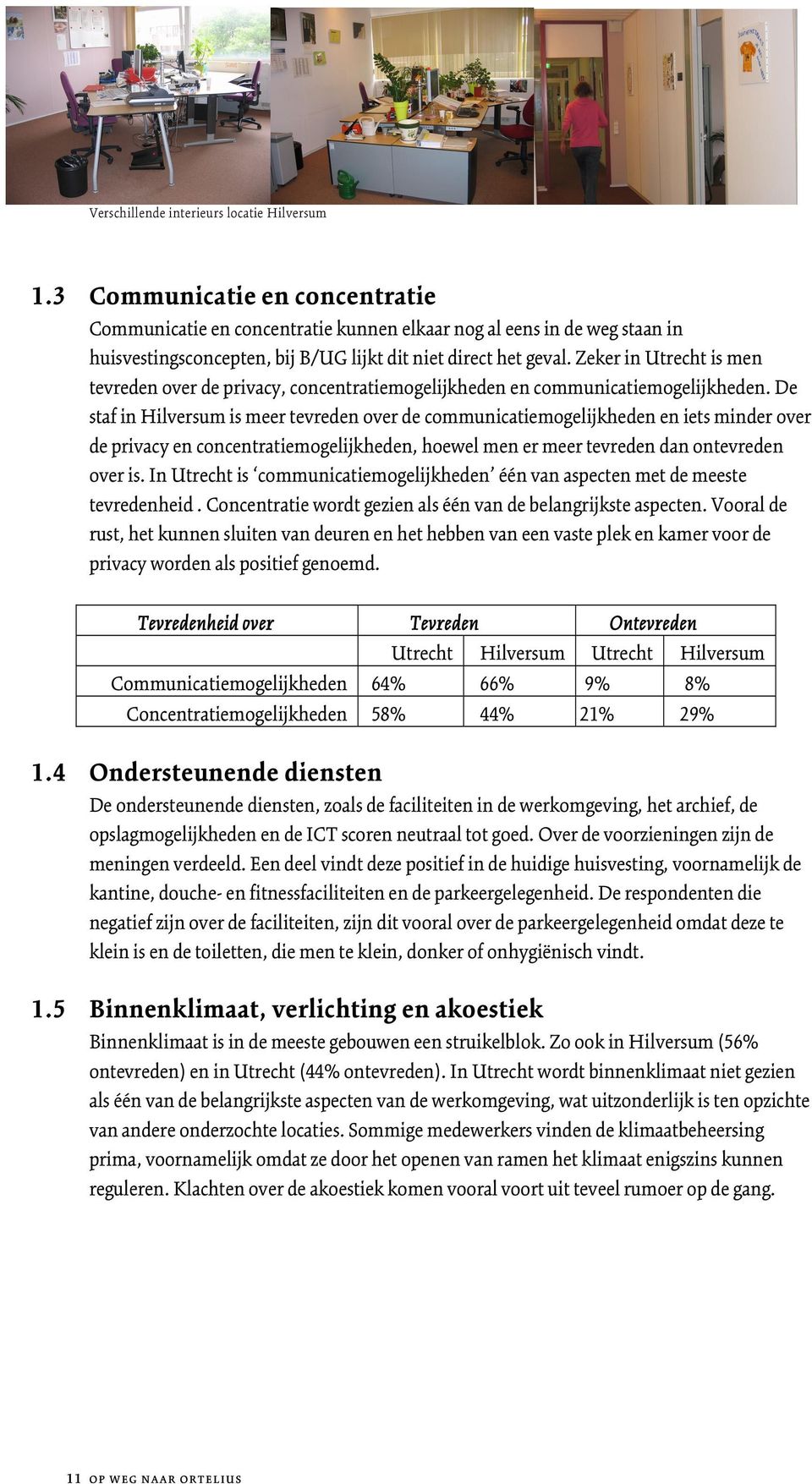 Zeker in Utrecht is men tevreden over de privacy, concentratiemogelijkheden en communicatiemogelijkheden.