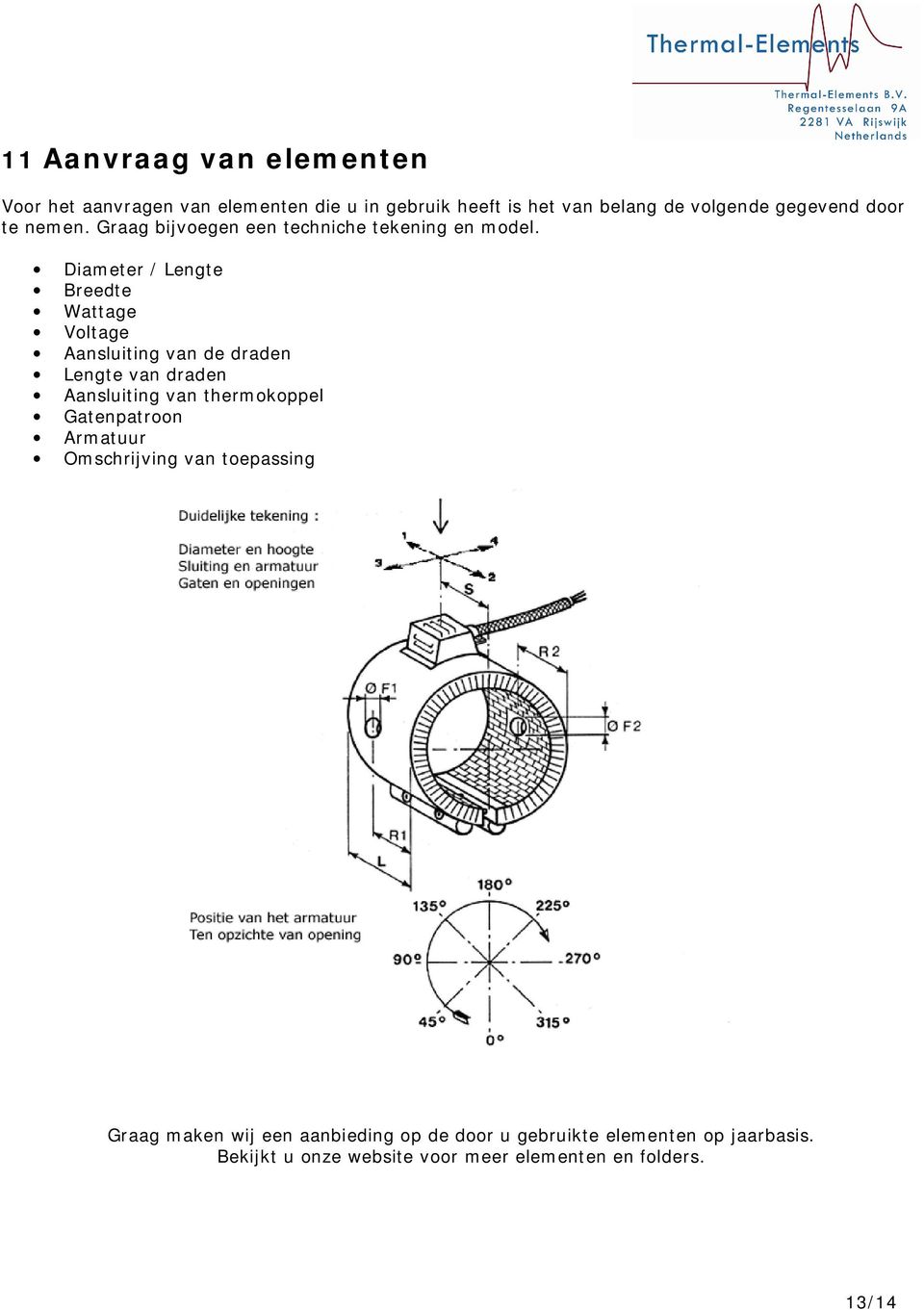 Diameter / Lengte Breedte Wattage Voltage Aansluiting van de draden Lengte van draden Aansluiting van thermokoppel
