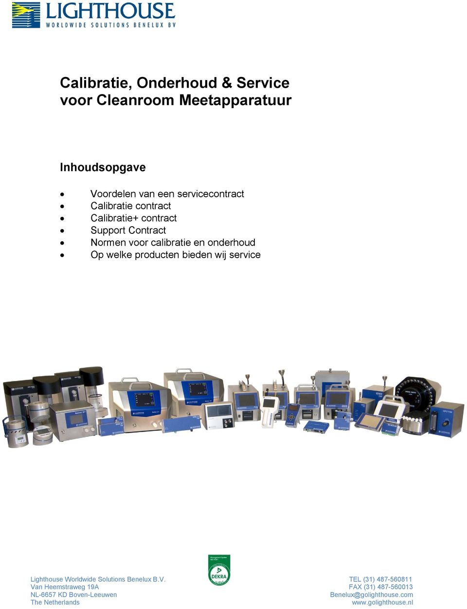 servicecontract Calibratie contract Calibratie+ contract