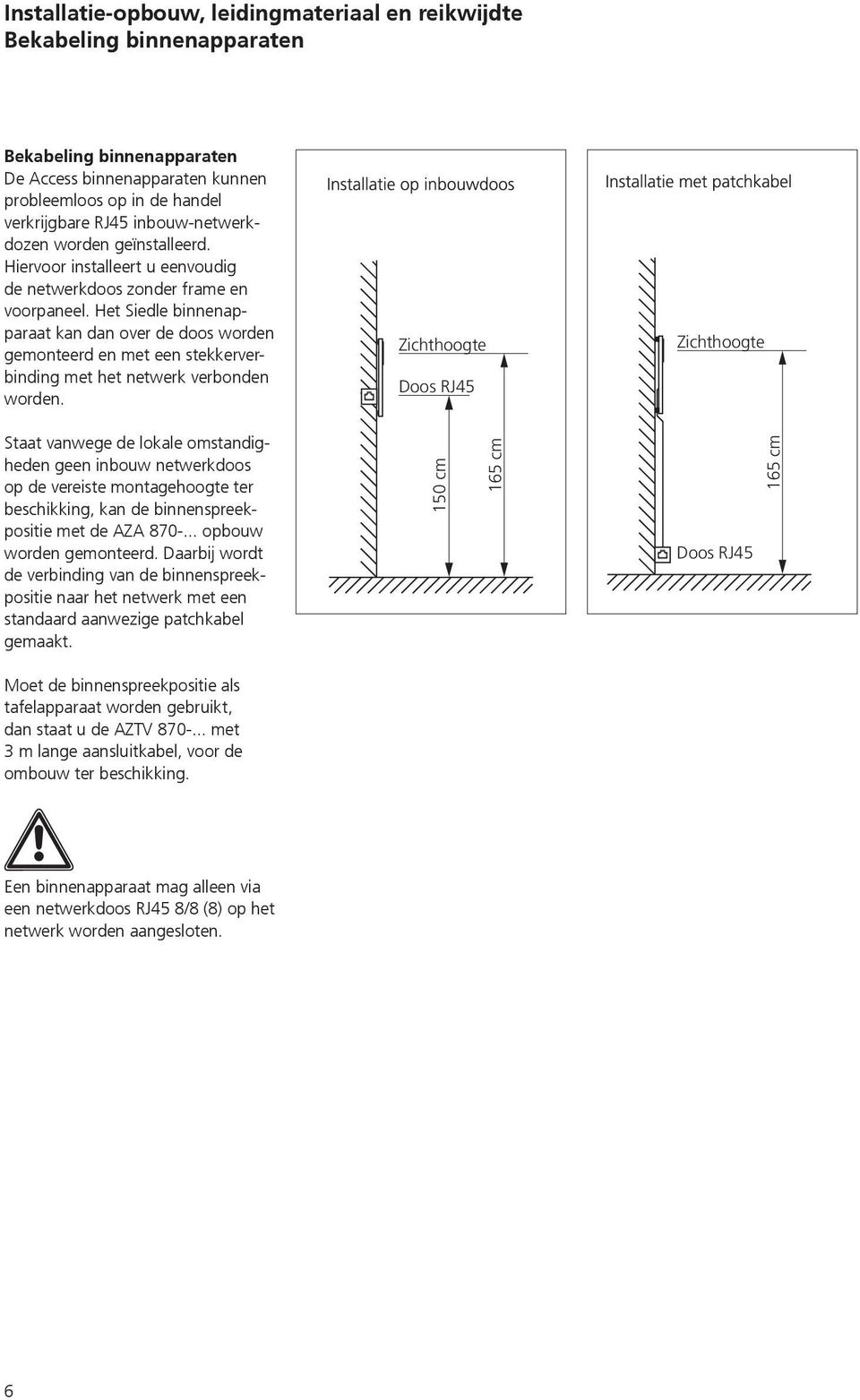 Het Siedle binnenapparaat kan dan over de doos worden gemonteerd en met een stekkerverbinding met het netwerk verbonden worden.