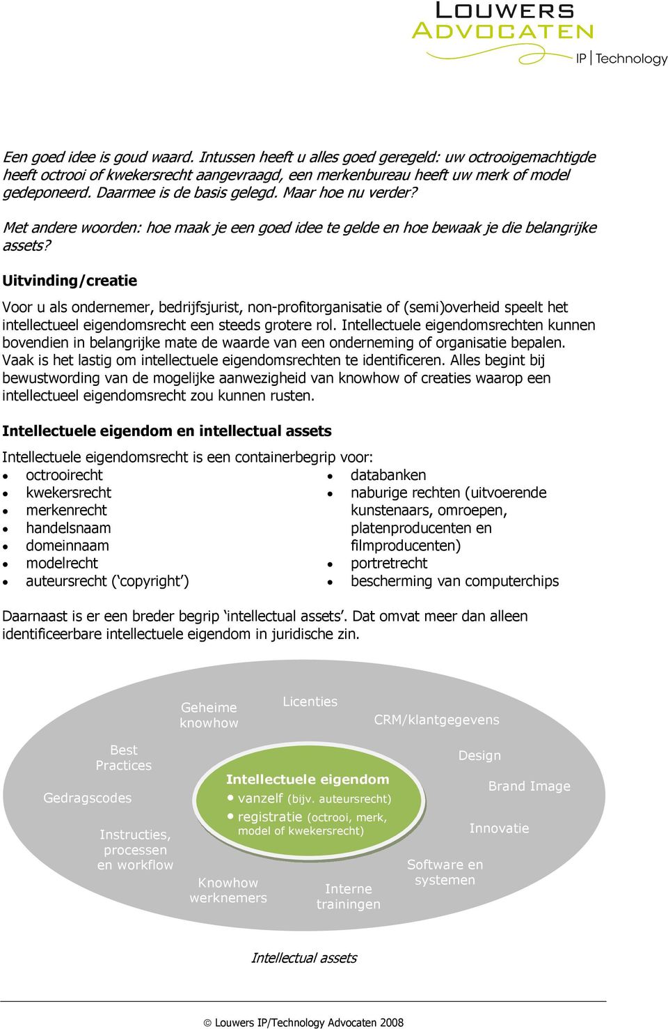 Uitvinding/creatie Voor u als ondernemer, bedrijfsjurist, non-profitorganisatie of (semi)overheid speelt het intellectueel eigendomsrecht een steeds grotere rol.