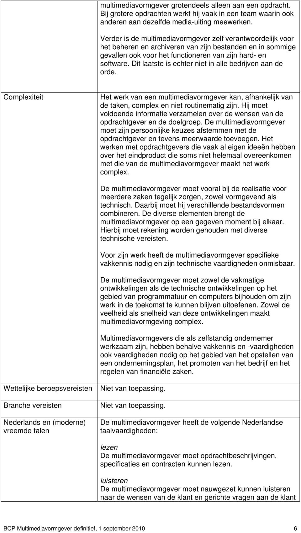 Dit laatste is echter niet in alle bedrijven aan de orde. Complexiteit Het werk van een multimediavormgever kan, afhankelijk van de taken, complex en niet routinematig zijn.