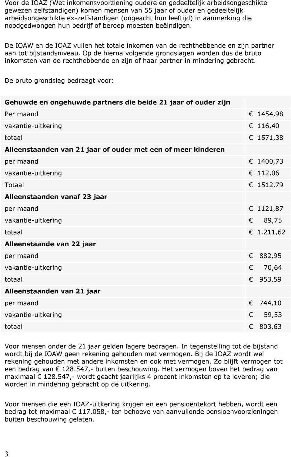 Op de hierna volgende grondslagen worden dus de bruto inkomsten van de rechthebbende en zijn of haar partner in mindering gebracht.