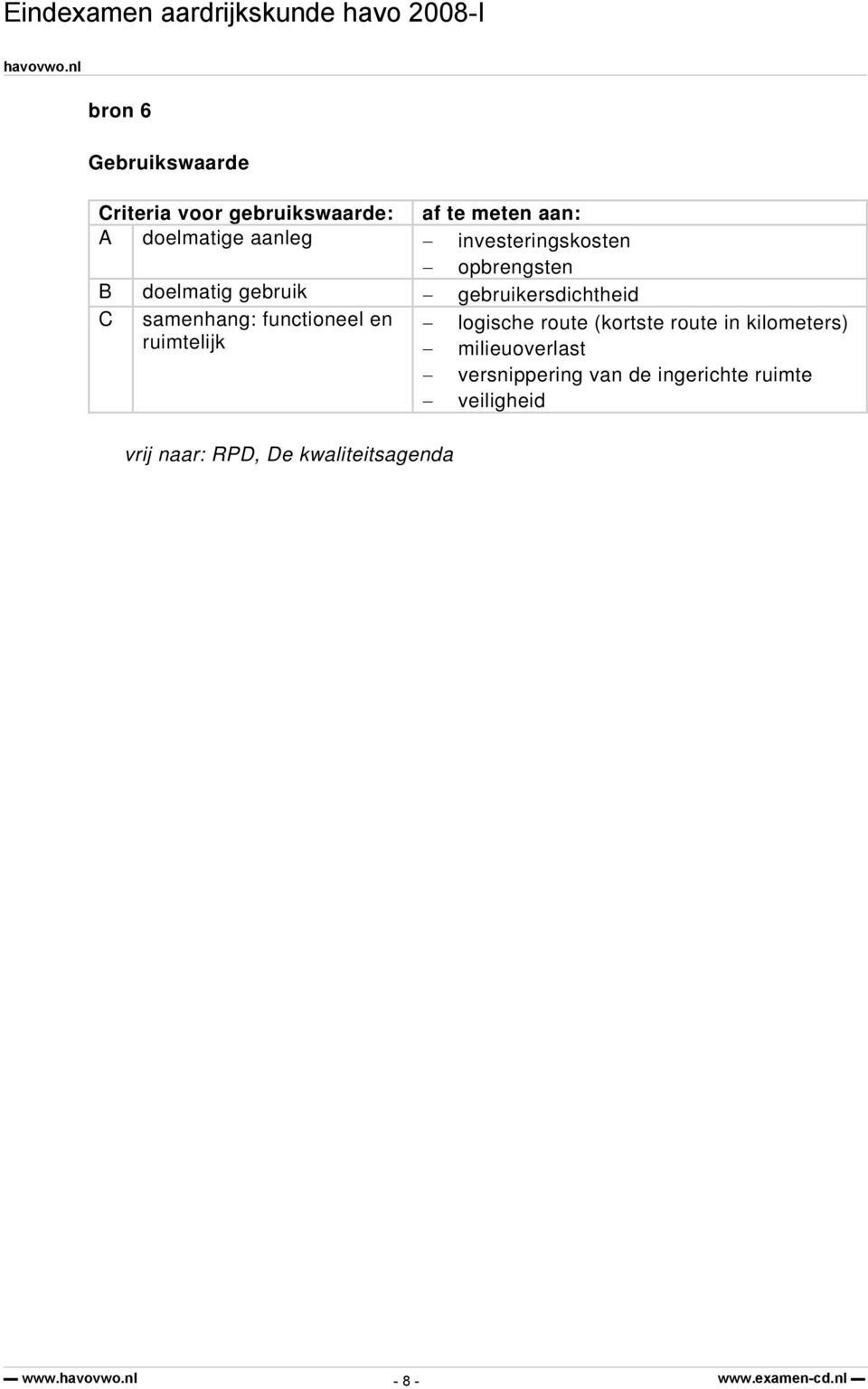 functioneel en logische route (kortste route in kilometers) ruimtelijk milieuoverlast