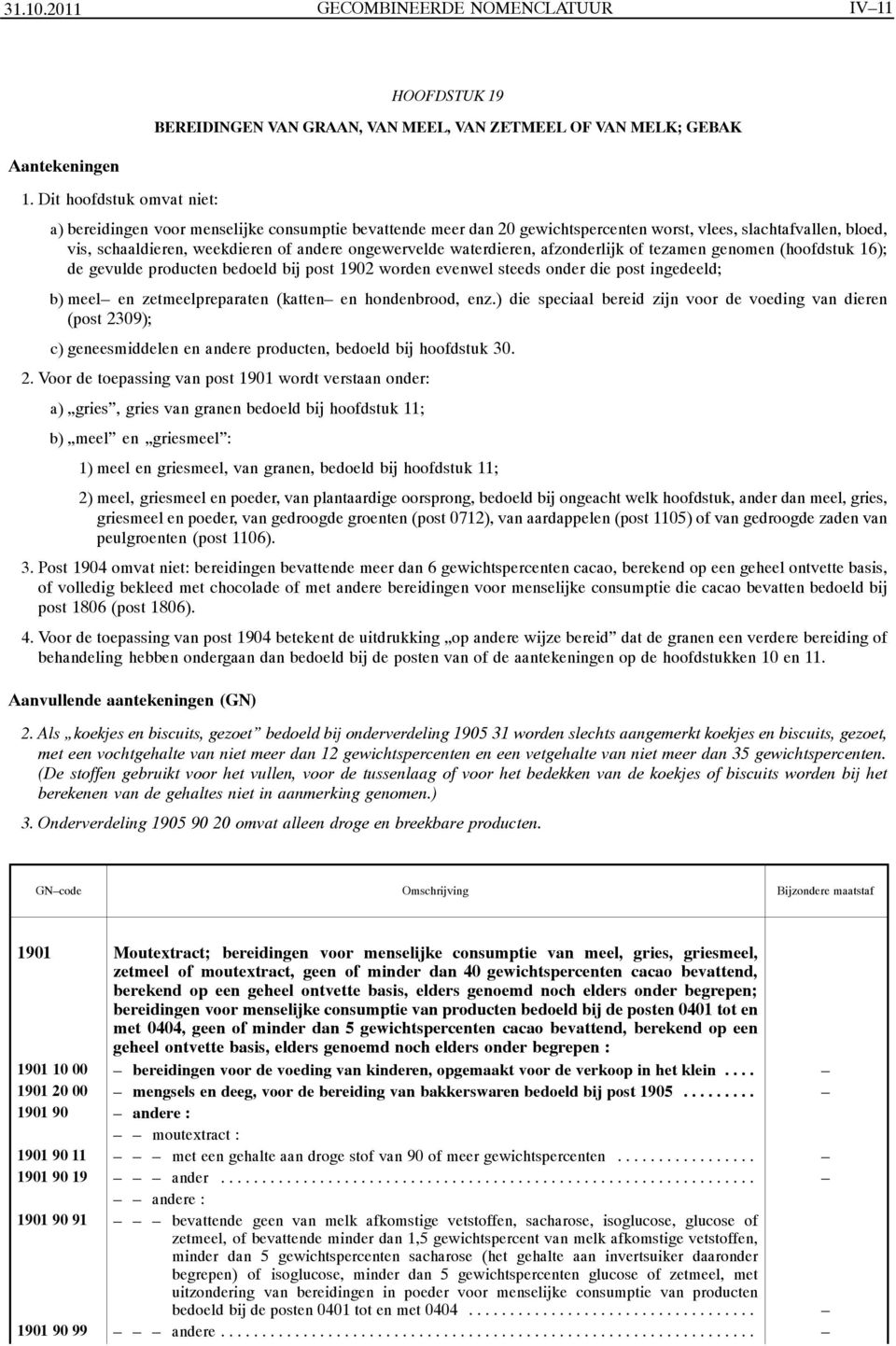 waterdieren, afzonderlijk of tezamen genomen (hoofdstuk 16); de gevulde producten bedoeld bij post 1902 worden evenwel steeds onder die post ingedeeld; b) meel en zetmeelpreparaten (katten en