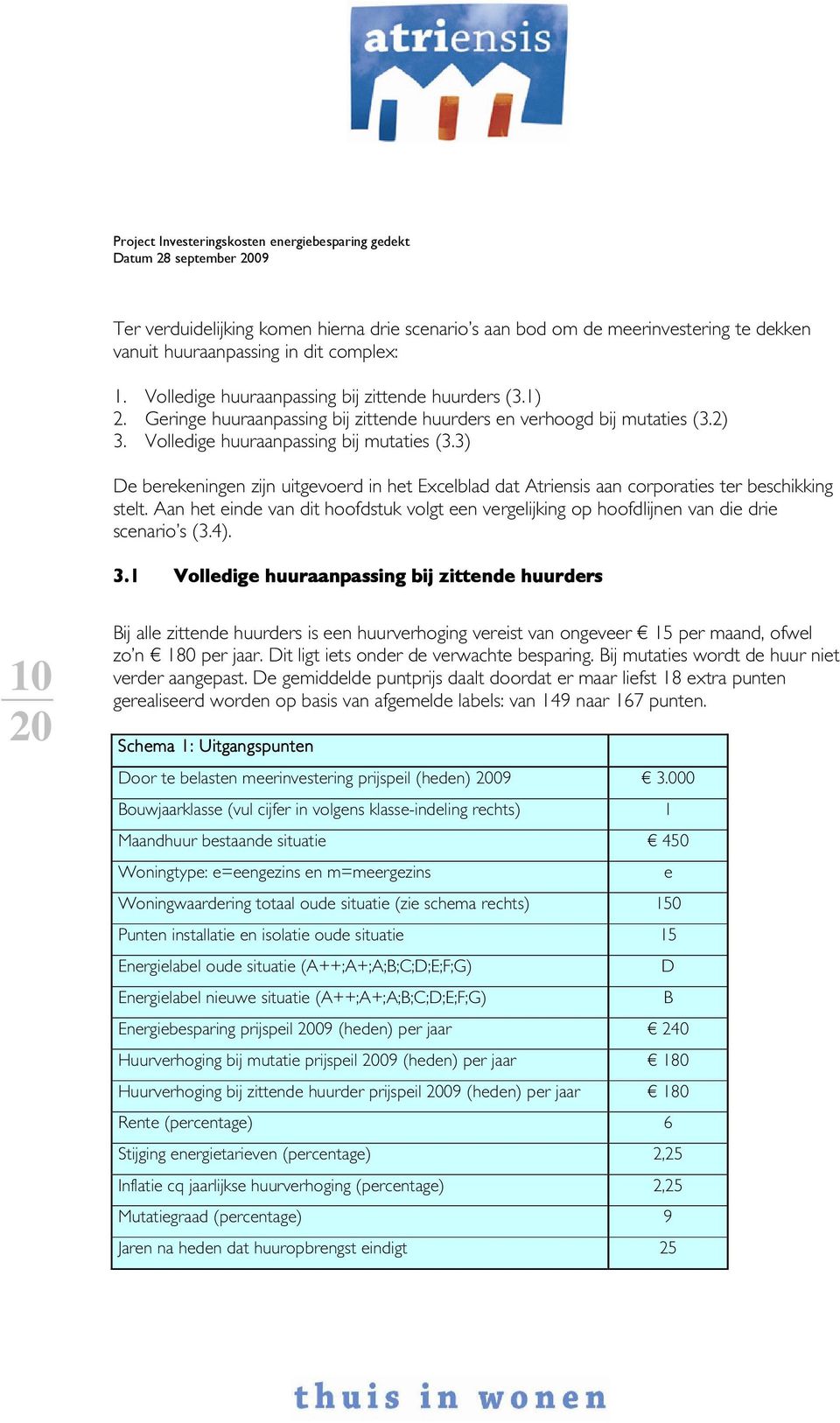 3) De berekeningen zijn uitgevoerd in het Excelblad dat Atriensis aan corporaties ter beschikking stelt.