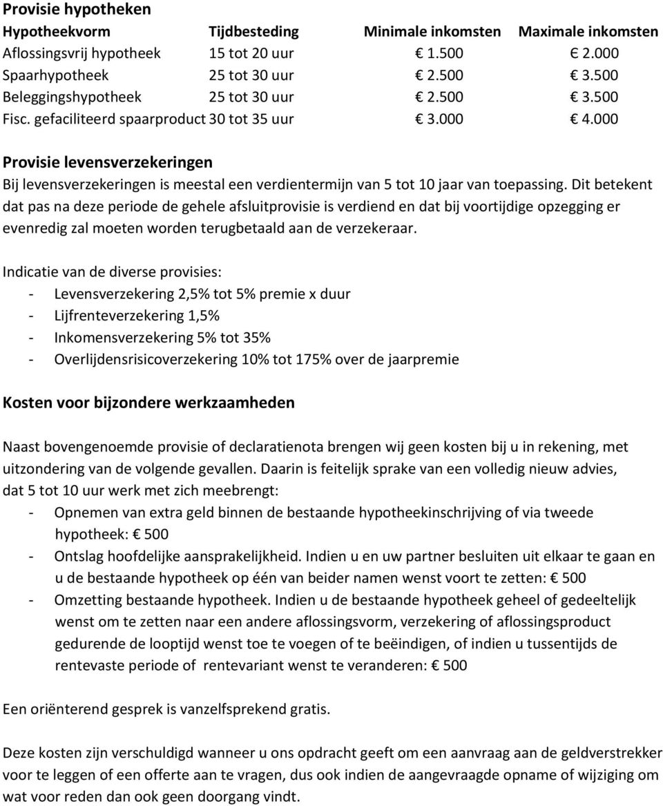 000 Provisie levensverzekeringen Bij levensverzekeringen is meestal een verdientermijn van 5 tot 10 jaar van toepassing.