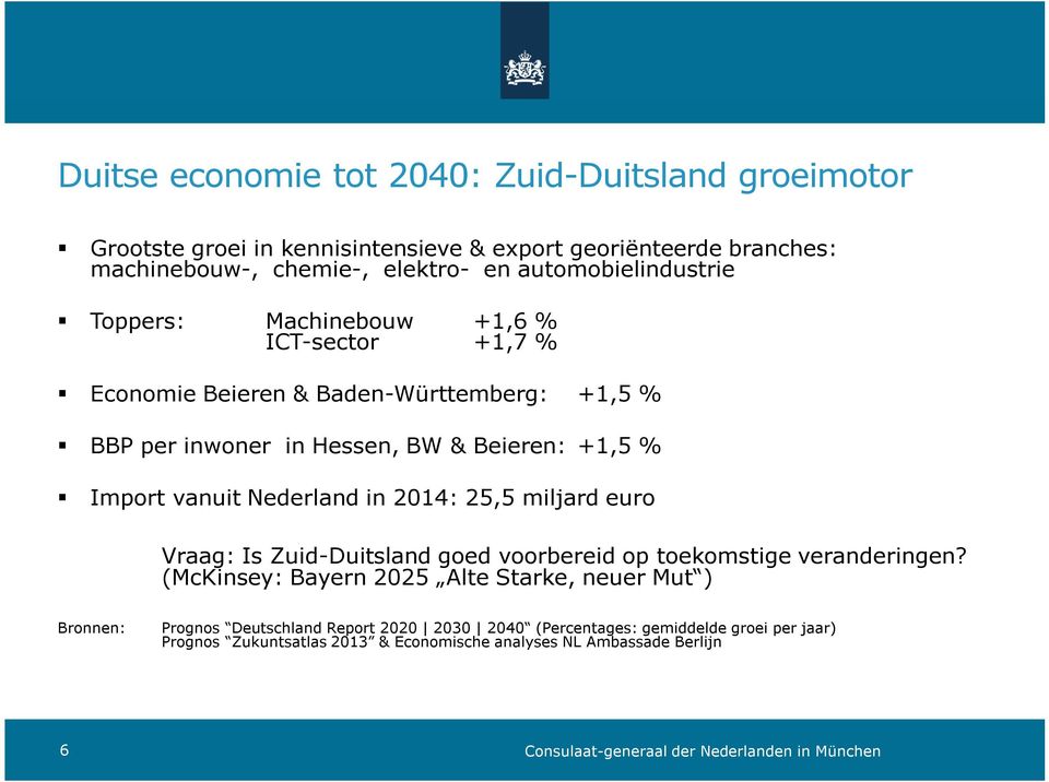 euro Machinebouw ICT-sector +1,6 % +1,7 % +1,5 % Vraag: Is Zuid-Duitsland goed voorbereid op toekomstige veranderingen?