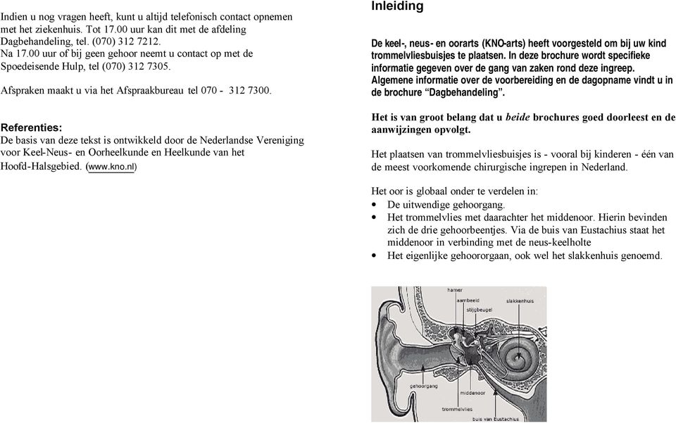 Referenties: De basis van deze tekst is ontwikkeld door de Nederlandse Vereniging voor Keel-Neus- en Oorheelkunde en Heelkunde van het Hoofd-Halsgebied. (www.kno.