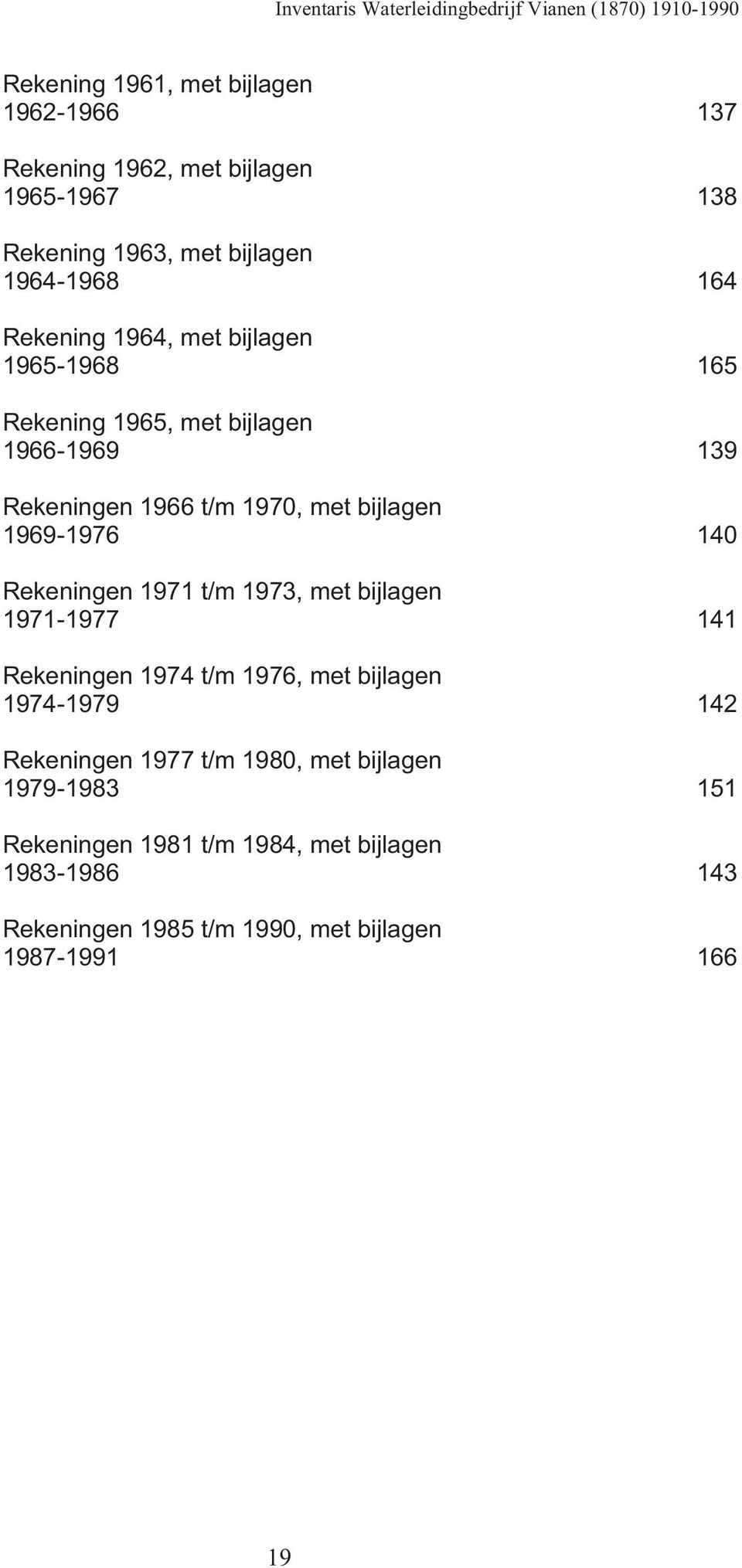 140 Rekeningen 1971 t/m 1973, met bijlagen 1971-1977 141 Rekeningen 1974 t/m 1976, met bijlagen 1974-1979 142 Rekeningen 1977 t/m