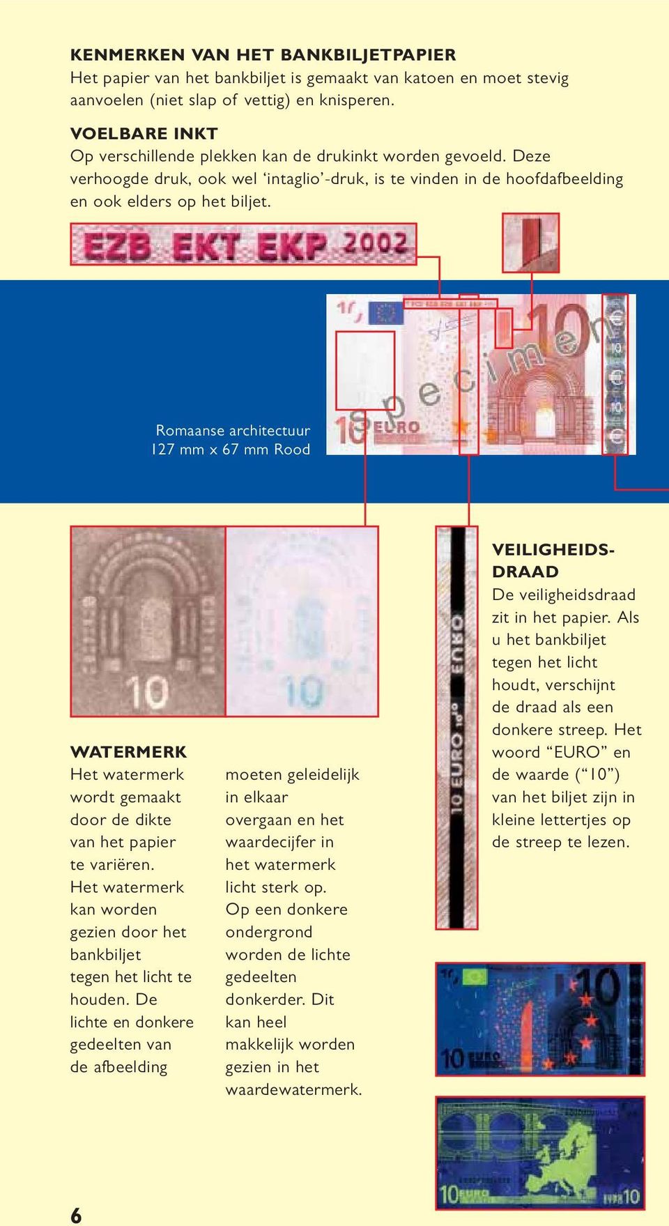 Romaanse architectuur 127 mm x 67 mm Rood WATERMERK wordt gemaakt door de dikte van het papier te variëren. kan worden gezien door het bankbiljet tegen het licht te houden.