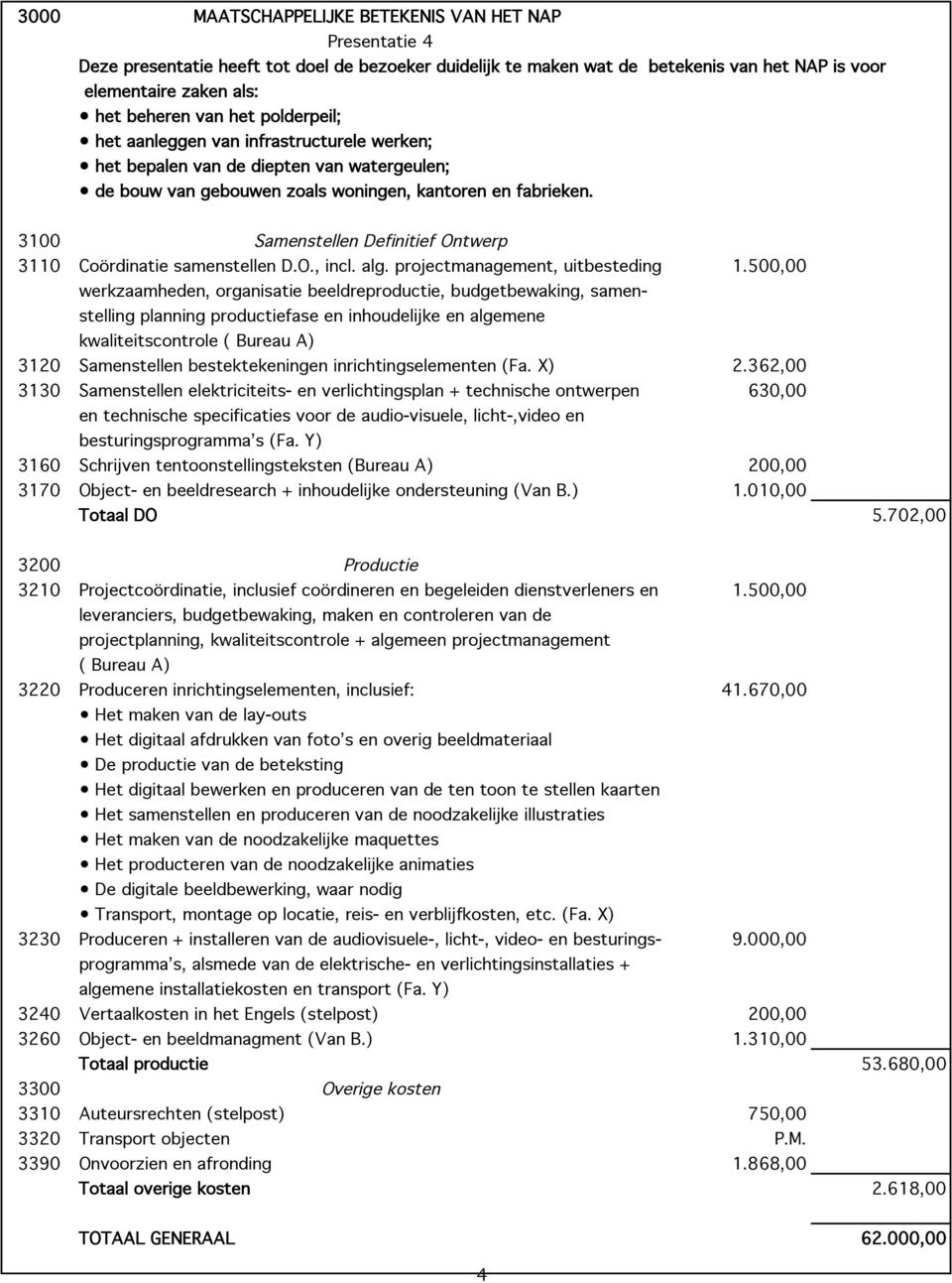 3100 Samenstellen Definitief Ontwerp 3110 Coördinatie samenstellen D.O., incl. alg. projectmanagement, uitbesteding 1.