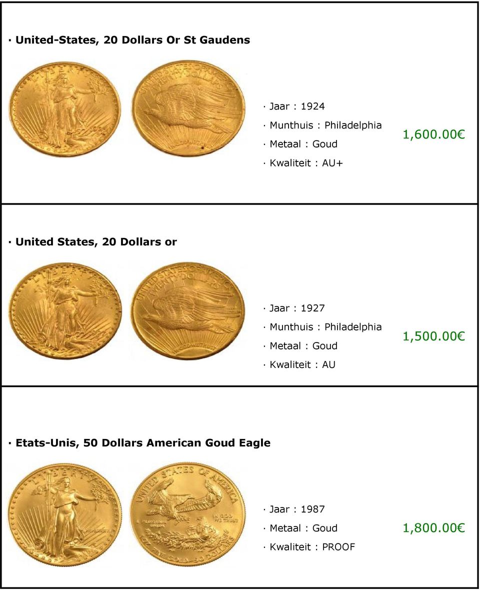 00 + United States, 20 Dollars or Jaar : 1927 Munthuis :