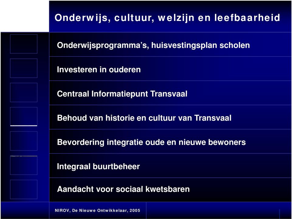 Transvaal Behoud van historie en cultuur van Transvaal Bevordering