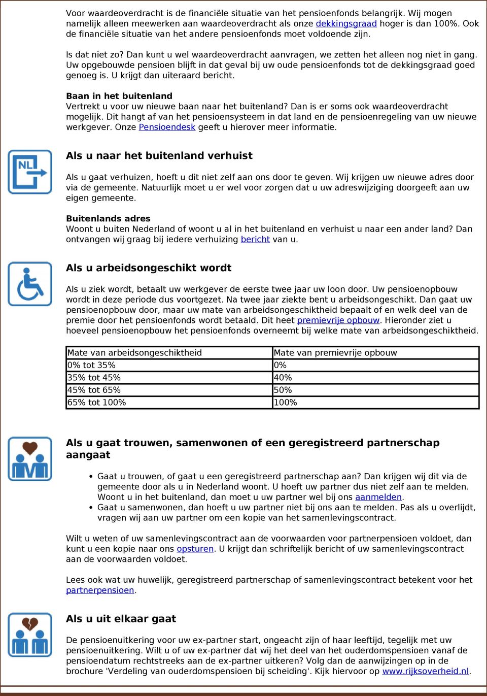 Uw opgebouwde pensioen blijft in dat geval bij uw oude pensioenfonds tot de dekkingsgraad goed genoeg is. U krijgt dan uiteraard bericht.