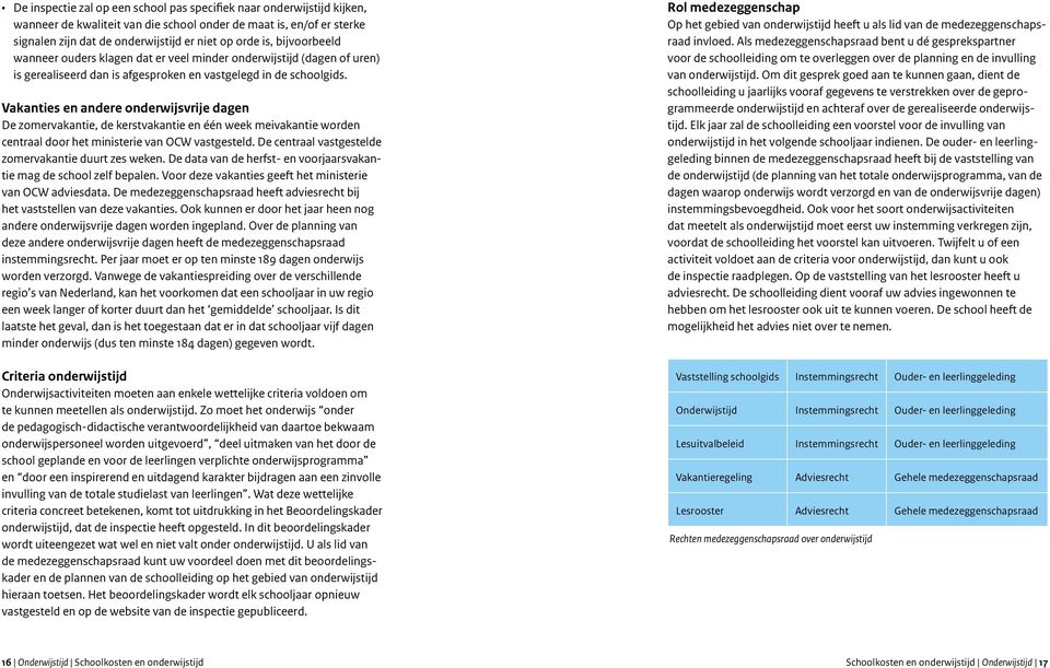 Vakanties en andere onderwijsvrije dagen De zomervakantie, de kerstvakantie en één week meivakantie worden centraal door het ministerie van OCW vastgesteld.