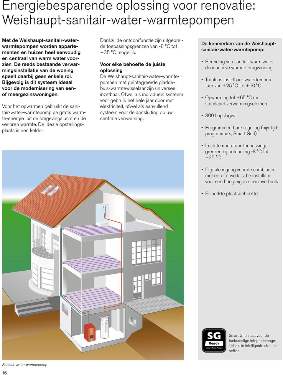 Voor het opwarmen gebruikt de sanitair-water-warmtepomp de gratis warmte-energie uit de omgevingslucht en de verloren warmte. De ideale opstellingsplaats is een kelder.