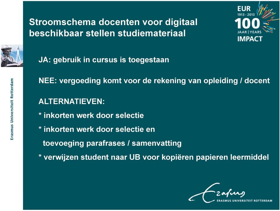 ALTERNATIEVEN: * inkorten werk door selectie * inkorten werk door selectie en