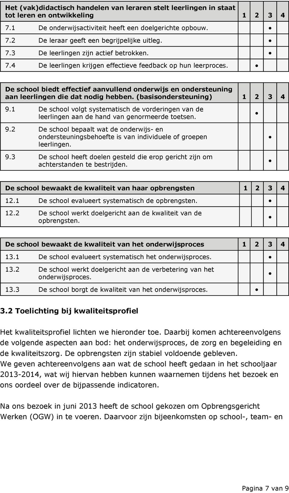 De school biedt effectief aanvullend onderwijs en ondersteuning aan leerlingen die dat nodig hebben. (basisondersteuning) 1 2 3 4 9.