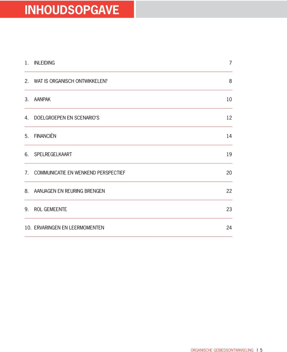 SPELREGELKAART 19 7. COMMUNICATIE EN WENKEND PERSPECTIEF 20 8.