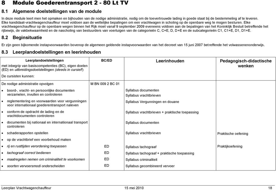 leveren. Elke kandidaat-vrachtwagenchauffeur moet voldoen aan de wettelijke bepalingen om een vrachtwagen in scholing op de openbare weg te mogen besturen.