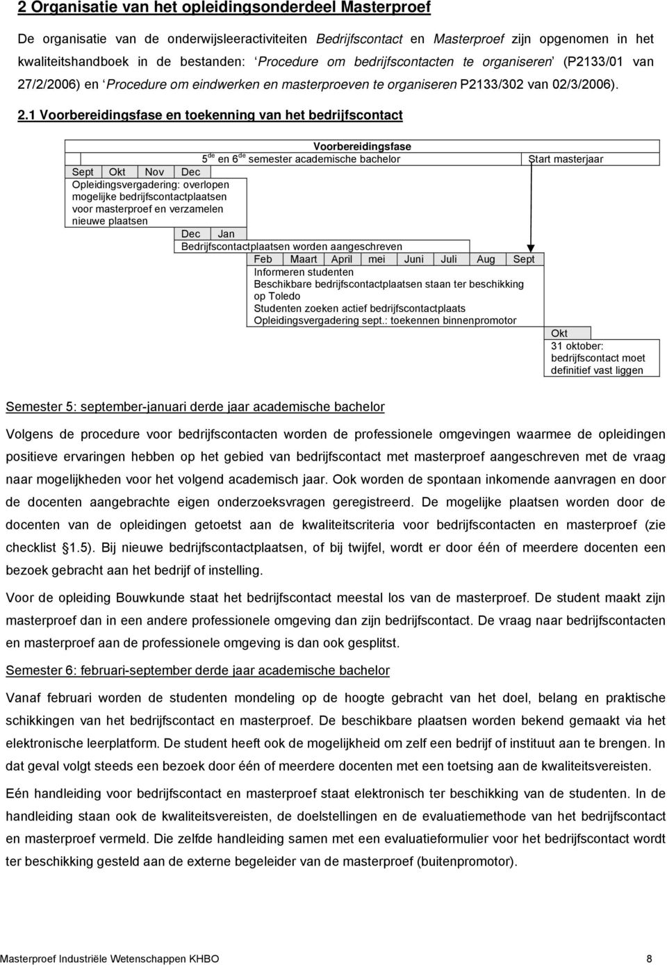 /2/2006) en Procedure om eindwerken en masterproeven te organiseren P2133/302 van 02/3/2006). 2.