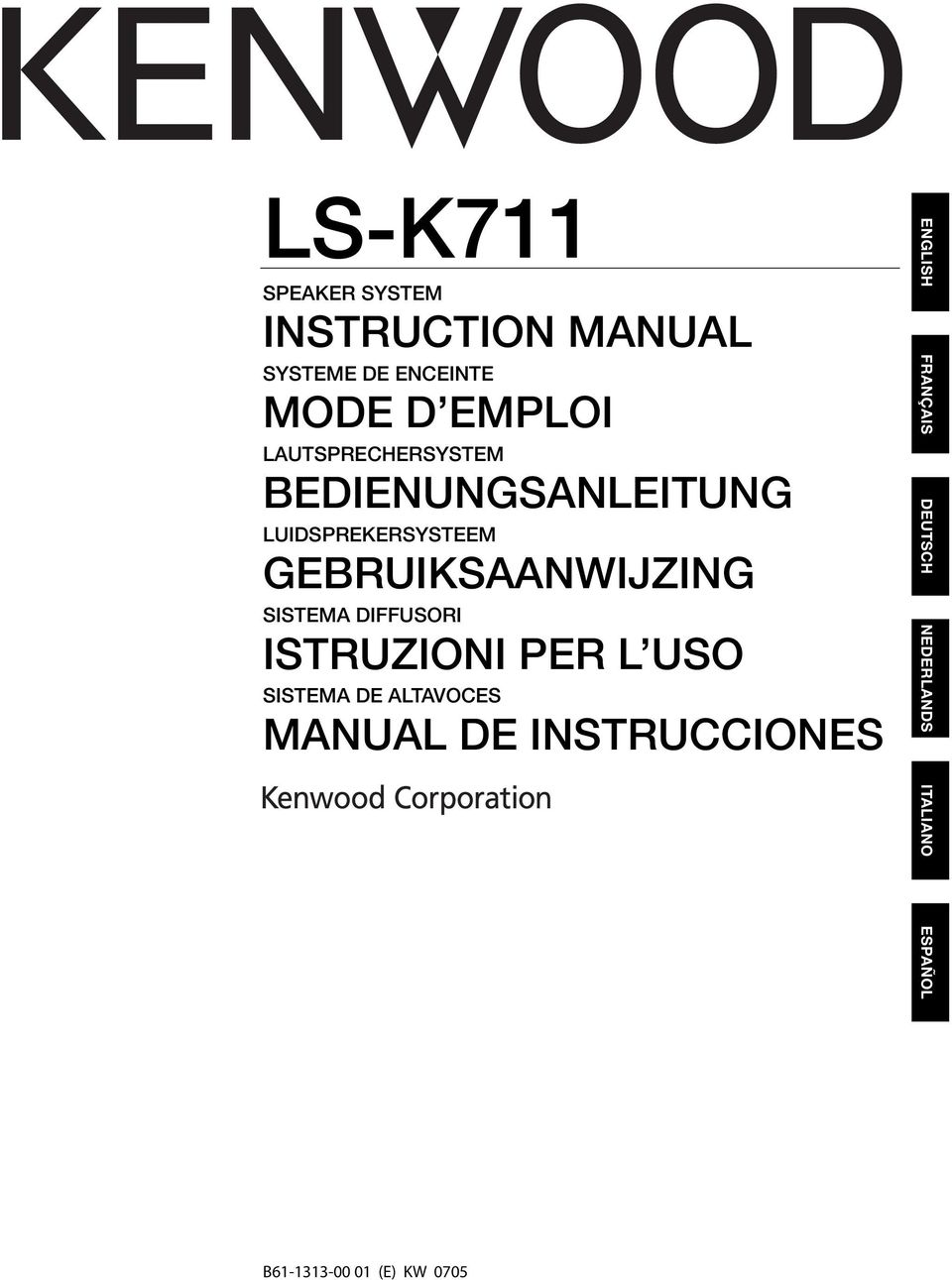 SISTEMA DIFFUSORI ISTRUZIONI PER L USO SISTEMA DE ALTAVOCES MANUAL DE