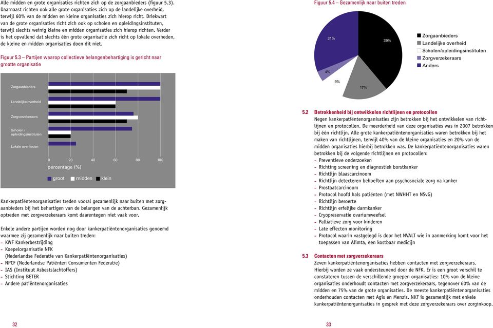 Driekwart van de grote organisaties richt zich ook op scholen en opleidingsinstituten, terwijl slechts weinig kleine en midden organisaties zich hierop richten.