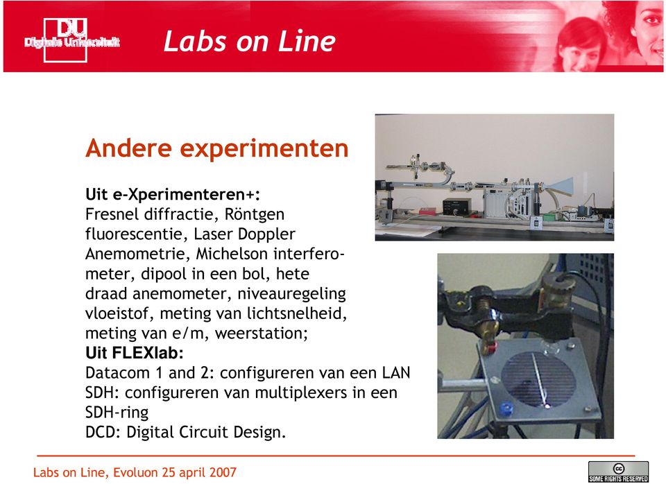 vloeistof, meting van lichtsnelheid, meting van e/m, weerstation; Uit FLEXlab: Datacom 1 and 2: