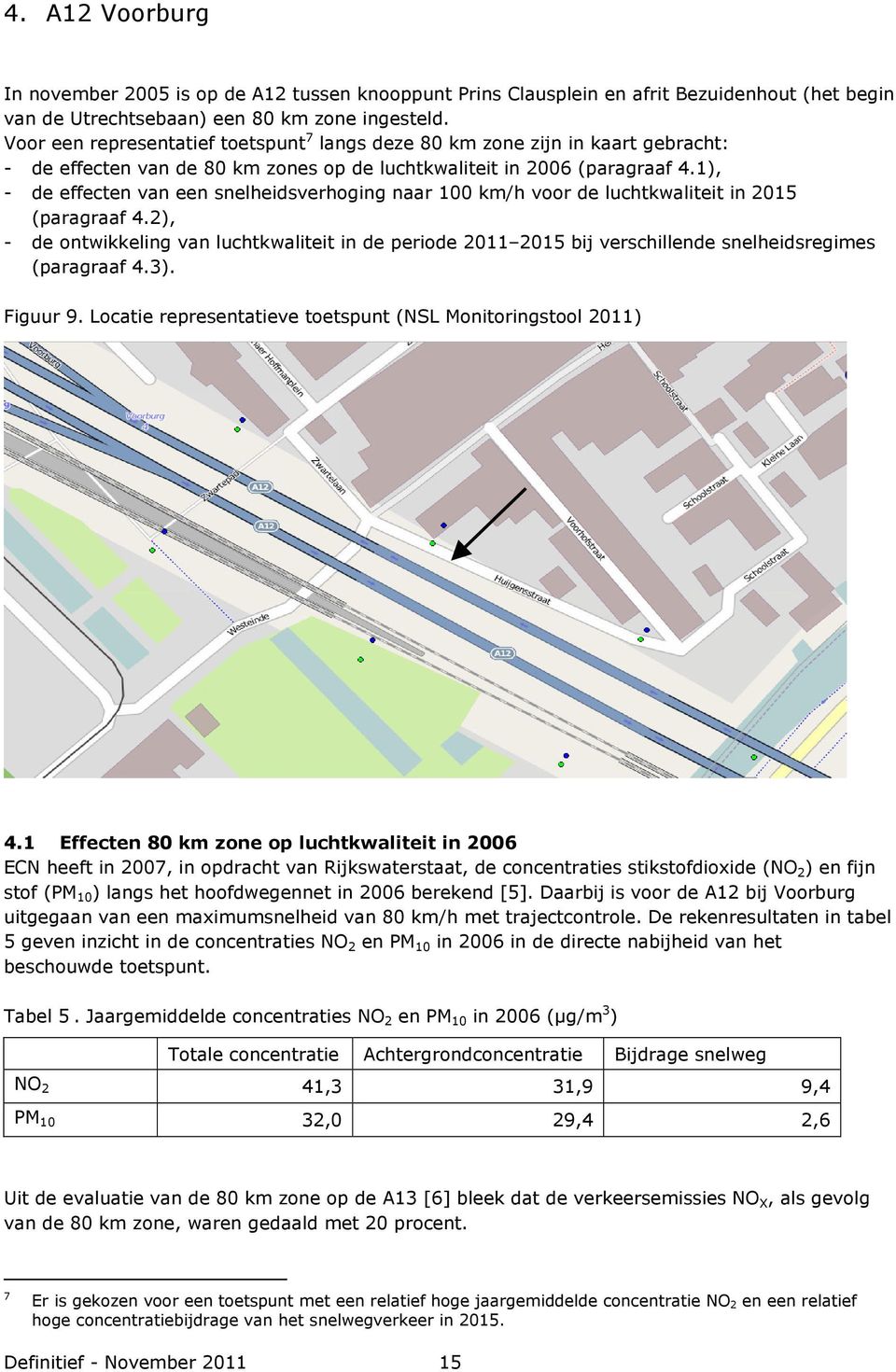 1), - de effecten van een snelheidsverhoging naar 100 km/h voor de luchtkwaliteit in 2015 (paragraaf 4.